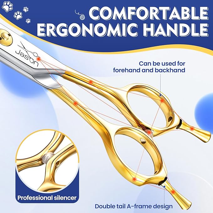JASON Curved Dog Grooming Scissors - Professional 7" Downward Shears