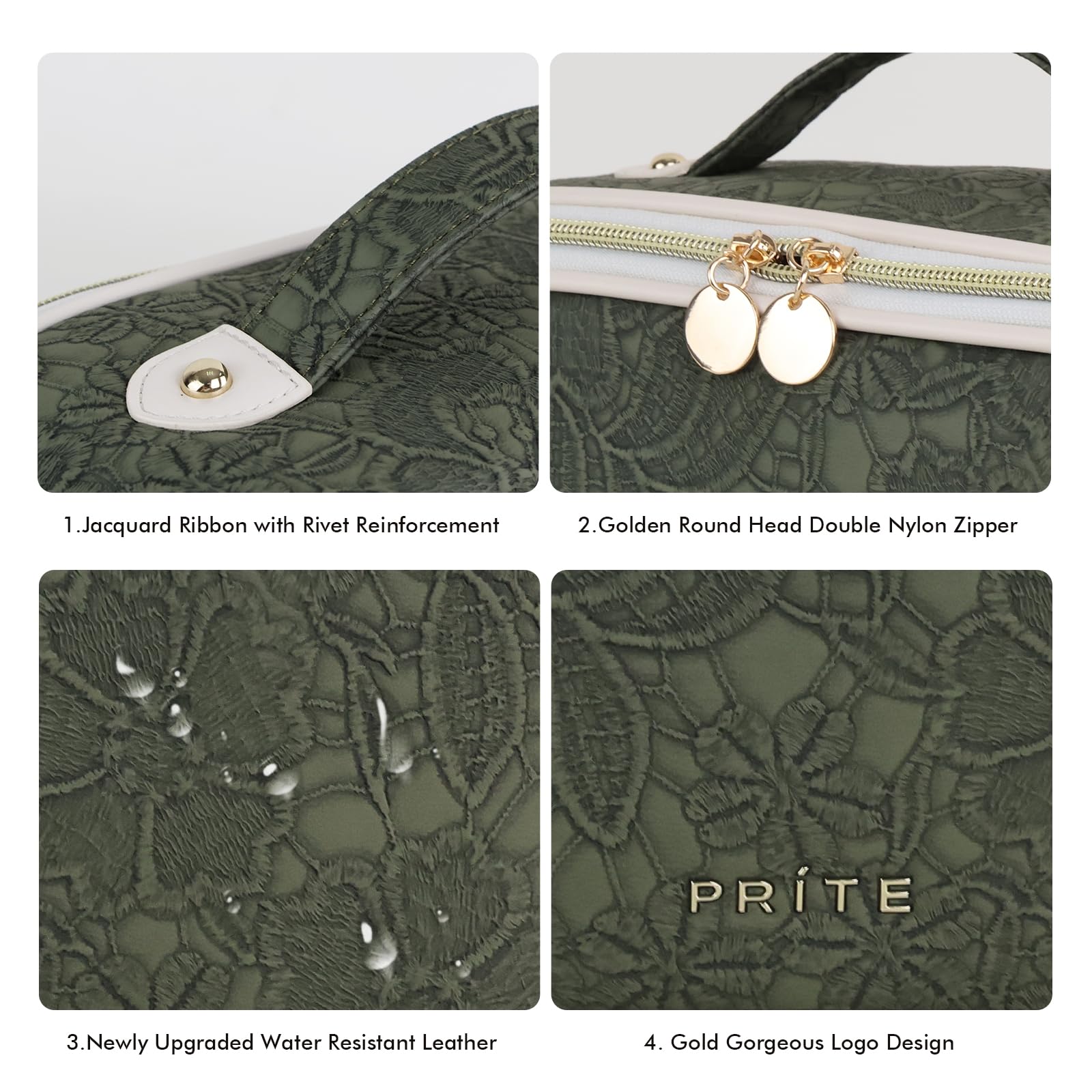 Prite Makeup Bag Travel Toiletry Bag Open Flat Cosmetic Organizer for Women