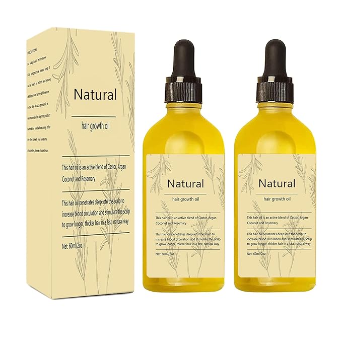 Vegan Natural Hair Growth Oil, 2 PCS Rosemary Oil for Hair Growth Organic, Hair for Dry Damaged Hair and Growth