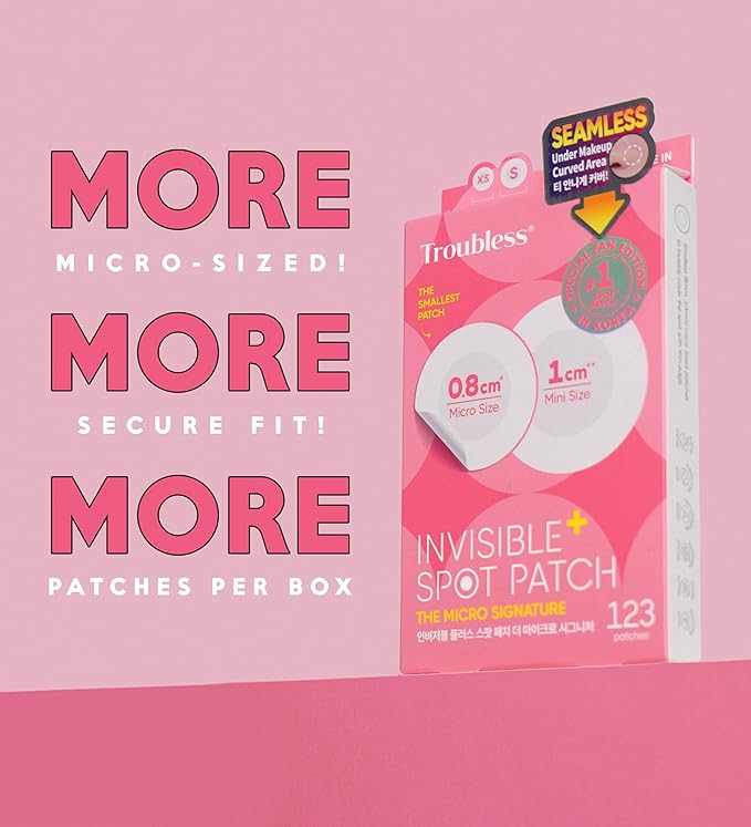 Troubless Invisible Plus Spot Patch - Hydrocolloid (0.8cm & 1cm, 123 EA)