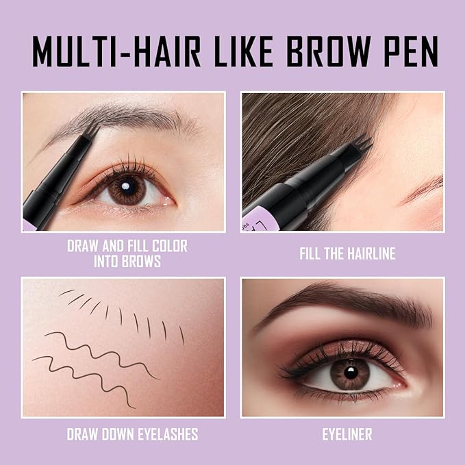 LAVONE Eyebrow Pencil, 2-In-1 Waterproof Eyebrow Pen, with 3 Tip Microblading Eyebrow Pen and Ultra-Precise Brow Pencil, Dual-ended Eyebrow Brush, Taupe 02