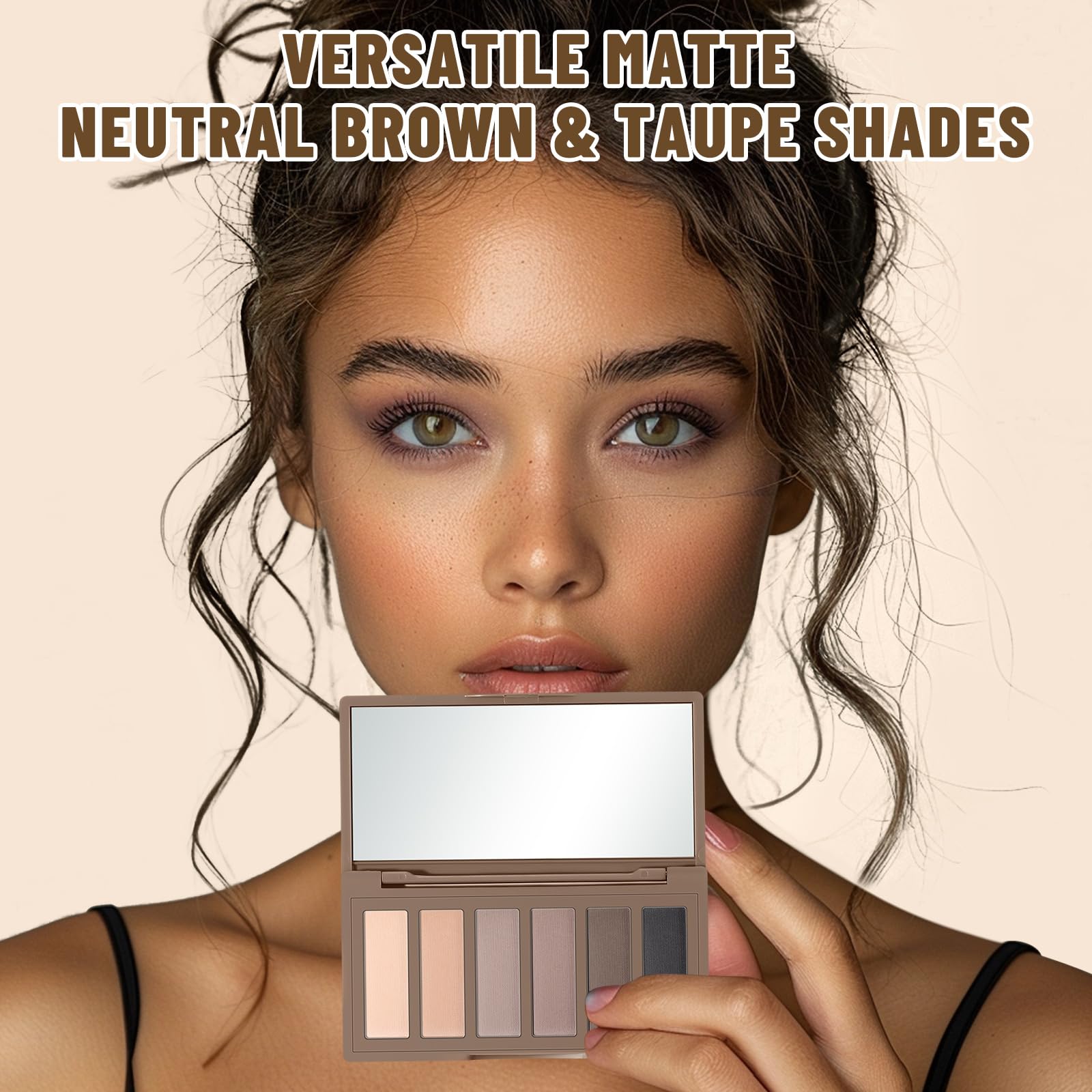 SUSIKEKI 6 Colors Mini Eyeshadow Makeup Palette Neutral Nude Smoky Eye Shadow Taupe & Brown Matte Make Up Pallet with Mirror Highly Pigmented Long Lasting Waterproof Travel Size Gift Kit 01