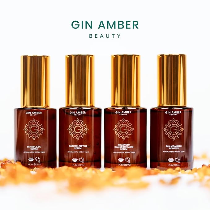 Gin Amber Beauty Vitamin C, Hyaluronic, Peptide & Niacinamide Serums 4 Pack