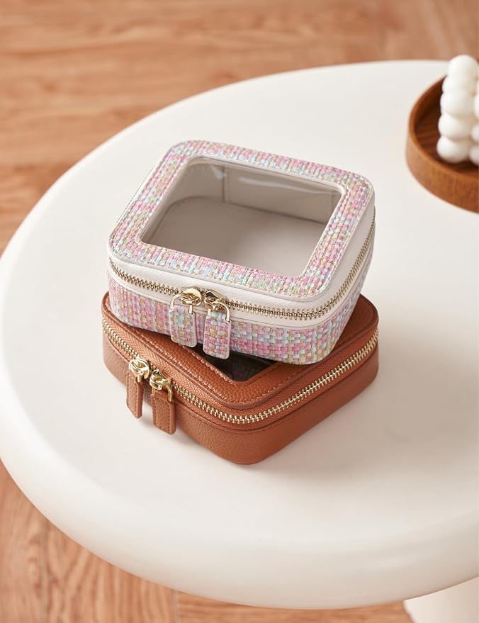 Popvibe Clear Makeup Bag Toiletry Case Travel Transparent Cosmetic Bag with Zipper, Portable Make Up Organizer Traveling Compact Car Bag for Essentials