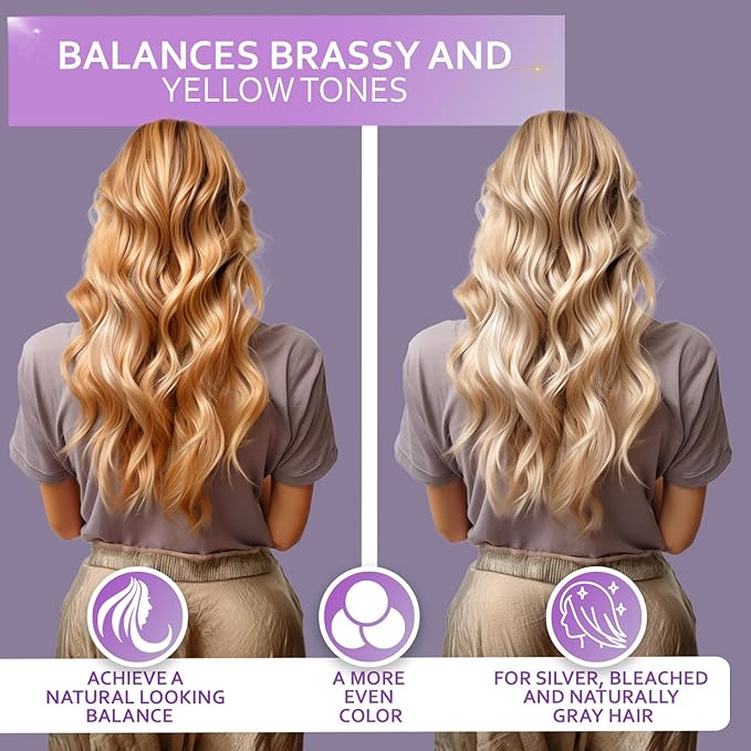 Purple Shampoo and Conditioner Set for Platinum Blonde, Silver, Light, Bleached and Grey Hair - Sulfate and Paraben Free Professional Salon Grade Toner (2 x 16 fl oz) – for Women and Men