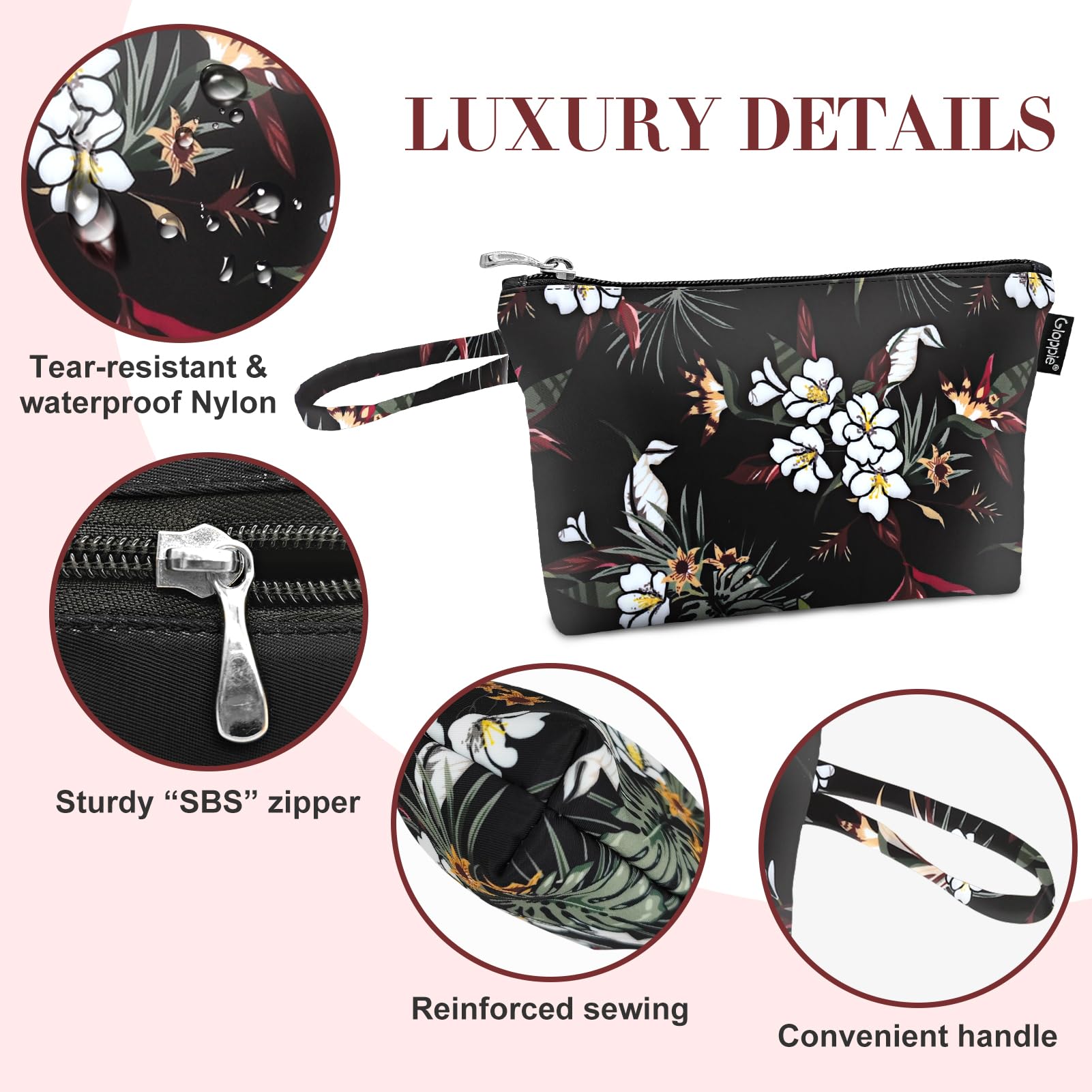 Gloppie Small Makeup Bag for Purse Portable Cosmetic Pouch for Women