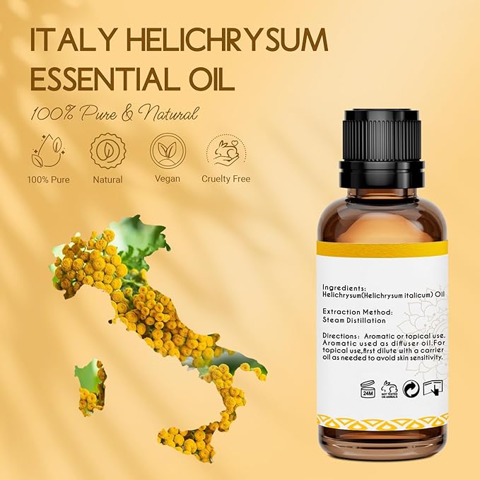 LOTUSJOY Helichrysum Essential Oil, for Bruising, Skin, 1 Oz