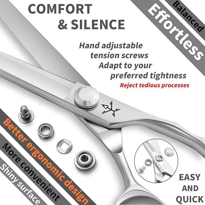 Fengliren High-end Professional Extremely Very Sharp Barber Hair Cutting Scissors Hairdresser Shears For Hair 6 Inches Haircut Scissor Made Of Stainless Steel Alloy For Hairdressing Salon and Home Use