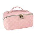 Cosmetic Bag,Travel Makeup Bag, Large Capacity Cosmetic Bags for Women, Waterproof Portable Open Flat Toiletry Bags,Makeup Organizer Bag with Divider and Handle, Pink Cosmetic Pouch Gifts for Women
