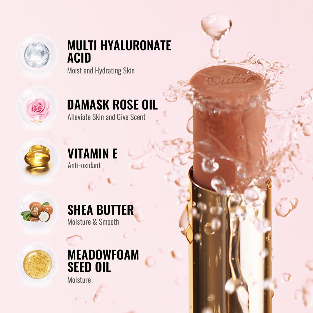 Oulac Color Rich Satin Lipstick - Light Brown Full Coverage Lip Color, Creamy Silky-Smooth, Moisturizing, Satin Matte Finish, Infused With Shea Butter, Vegan & Clean Beauty, 4g, SG10 Bailey