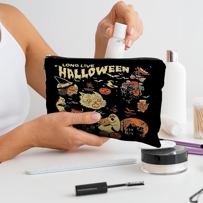 RYYCDOI Halloween Witch Makeup Bag, Halloween Gifts for Women, Witchy Gifts for Women, Witch Stuff, Long Live Halloween Makeup Pouch