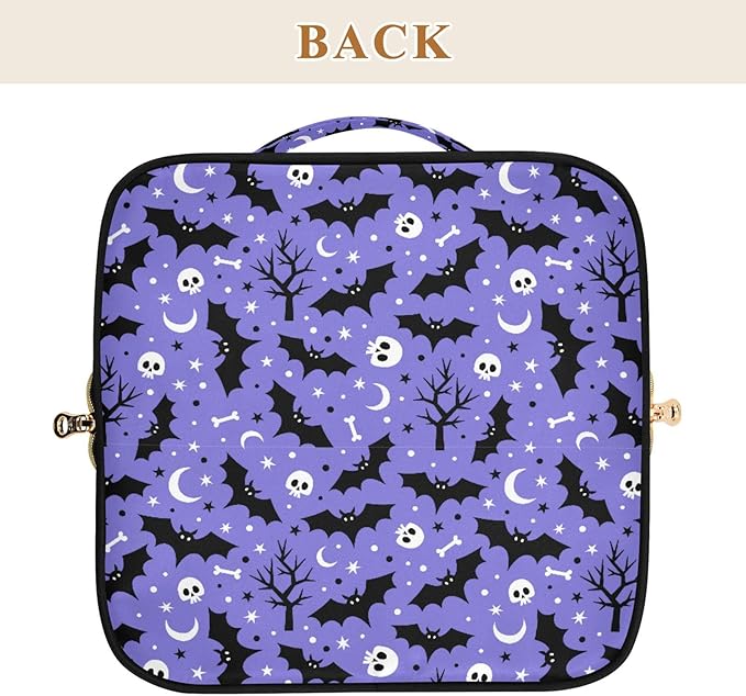 MNSRUU Makeup Organizer Bag, Halloween Bat Travel Makeup Bags Makeup Vanity Case Large Capacity Rhombus Cosmetic Toiletry Bag for Girl Women Ladies