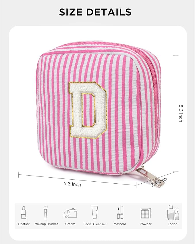 LETGO Easter Basket Gifts for Girls Teen Girl - Pink Preppy Makeup Bag Best Friend Birthday Gifts Teacher Gifts for Women Wedding Gifts Bridesmaid Gifts Daughter Teacher Wife Gifts Teen Girl Gifts