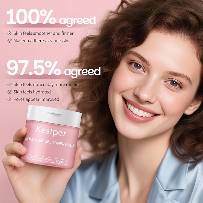 Kestper Collagen Gel Toner Pad for Face - Skin Firming,60 Pads