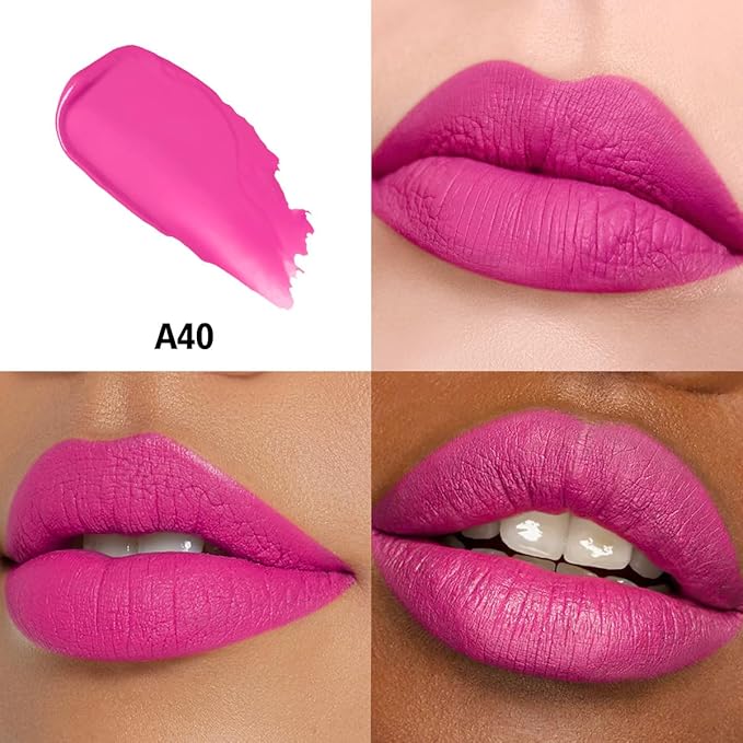 HANLADY Hot Pink Lipstick Matte Long Lasting Lipstick for Women Smudgeproof