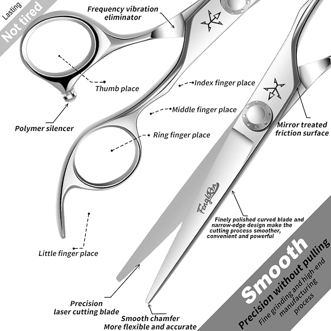 Fengliren High-end Professional Extremely Very Sharp Barber Hair Cutting Scissors Hairdresser Shears For Hair 6 Inches Haircut Scissor Made Of Stainless Steel Alloy For Hairdressing Salon and Home Use