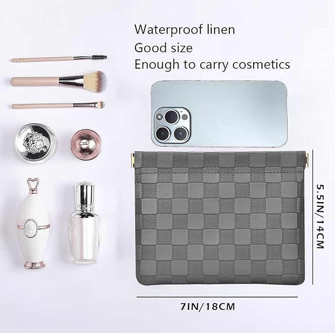 HIGH FIT Faux leather Pocket Cosmetic Bag for Purse,Coin Purse Lipstick Cosmetic Accessories Organizer, Travel Kit Storage Pouch,Waterproof Portable No Zipper Self-closing
