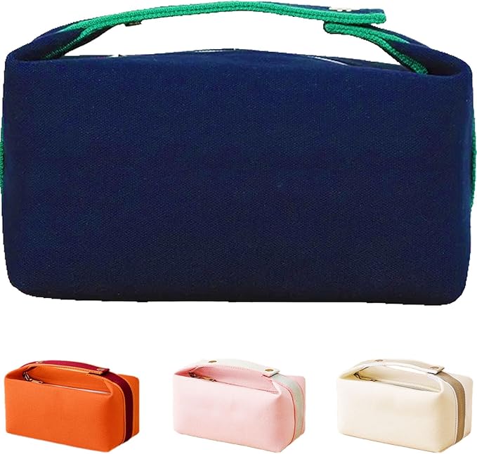 Fammart Travel Makeup Bag, Waterproof Canvas Cosmetic Bag Make Up Organizer Case for Women, Large Toiletry Bag Skincare Pouch for Toiletries Accessories Brushes