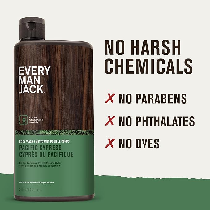 Every Man Jack Hydrating Body Wash for Men, Pacific Cypress, 2pk