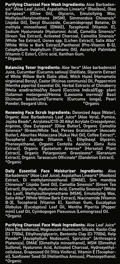 Brickell Men's Daily Elite Face Care Routine II, Toner, Charcoal Face Wash, Face Scrub, Anti-Aging Cream, Eye Cream, Charcoal Mask & Moisturizer, Activated Charcoal, Peptides, Hyaluronic Acid, Scented