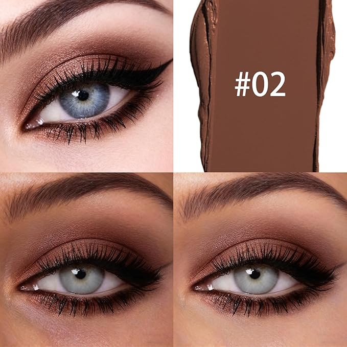 Euphily Matte Cream Eyeshadow Stick, Waterproof Eye Shadow Stick, Long-Lasting and Blendable High Pigmented Single Eyeliner Makeup for Women, 2 Pecan