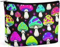 Meaudiwes Fashion Zipper Cosmetic Case, Portable Makeup Case, Personality Toiletry Bag, Travel Cosmetic Toiletry Bag Trippy Magic Neon Mushrooms