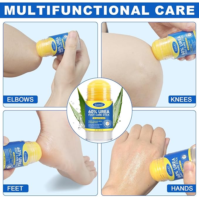 60% Urea with 2% Salicylic Acid Urea Foot Care Stick, Heel Stick for Cracked Feet, Foot Care Cream Moisturizer for Dry Cracked Feet, Knees, Elbows, Hands -1.41oz