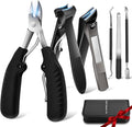 Zonku Toenail Clippers for Seniors Ingrown Thick Nails,Heavy Duty Super Sharp Podiatrist Wide Jaw Nail Clippers Set for Men Women,Large Nail Cutter Long Handle with Slanted Curved Blade,6PCS