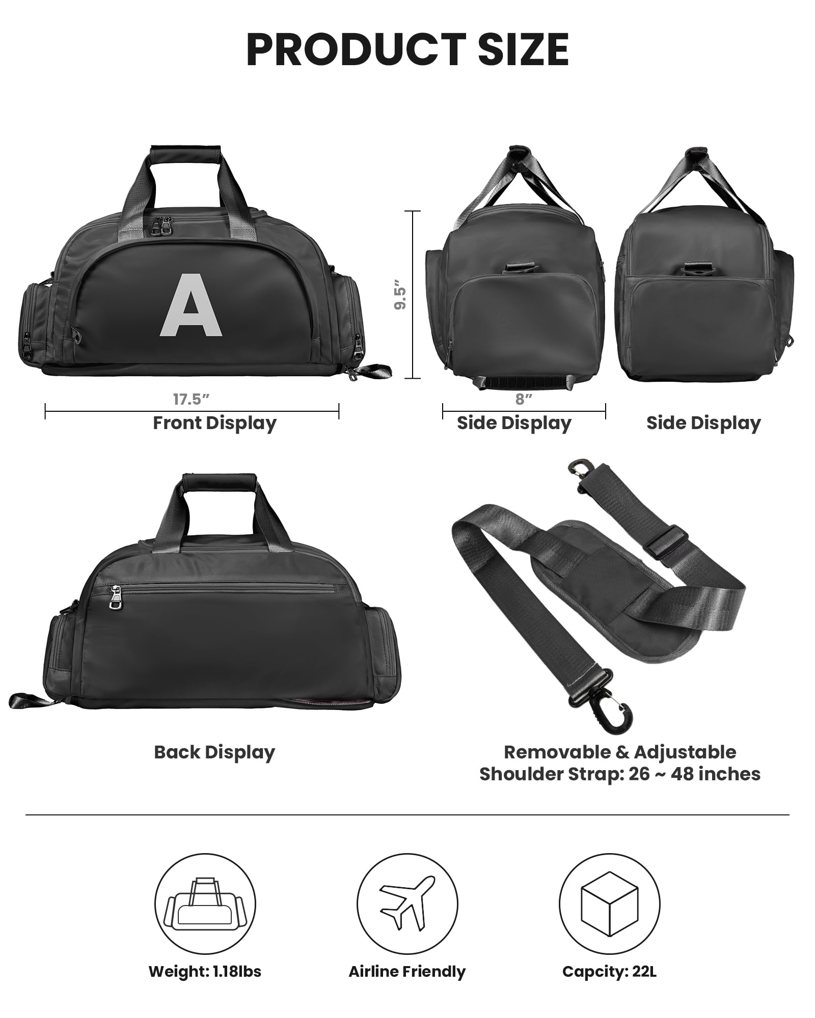 Vogewood 8 Year Old Boy Birthday Gift, Gym Bags with Shoe Compartment