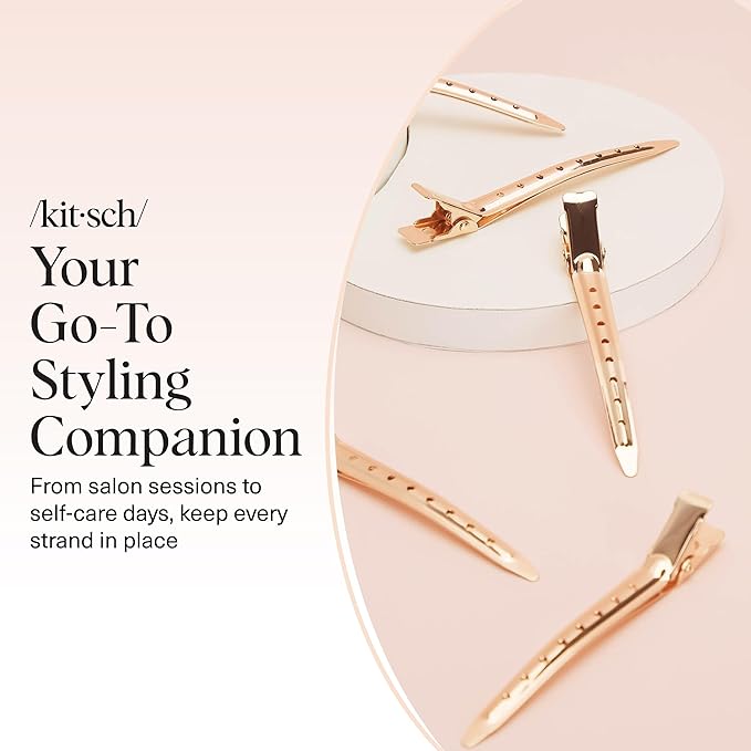 Kitsch Professional Alligator Clips - Rose Gold, 6 Pcs