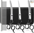 CITYWISH Dog Grooming Scissors,Curved Chunkers Shears Deg Grooming with Safety Round Tips, Sharp and Comfortable 4 in 1 Dog Scissers for Grooming