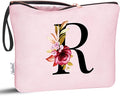 Vavabox A-Z Personalized Makeup Bag, Birthday Gifts for Women Mom, Gifts for Best Friend, Bride Bridesmaid Cosmetic bag (R, 06-Pink)