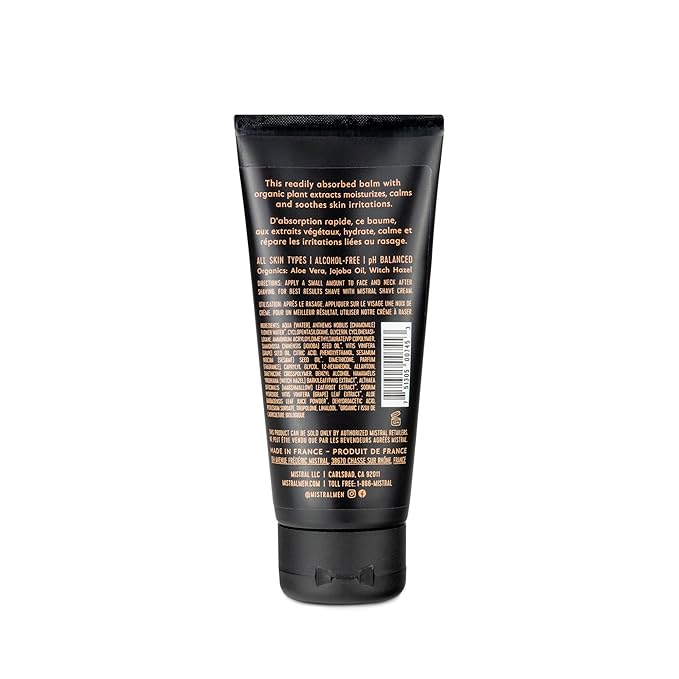 Mistral After Shave Balm, Salted Gin - 3.4 Fl Oz | Hydrating Aftershave for Men with Aloe & Jojoba Oil | Non-Greasy Post Shave Moisturizer, Soothes Razor Burn, Made in France, Paraben-Free