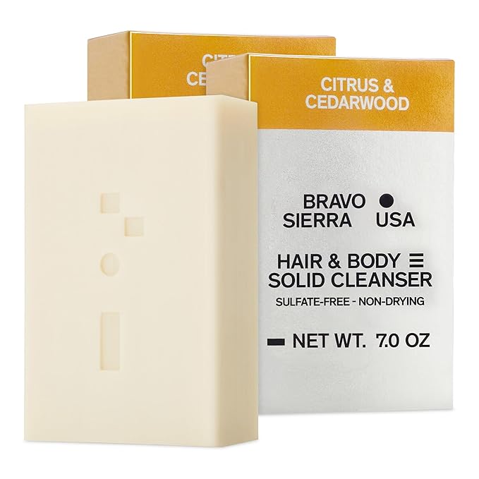 Bravo Sierra Body & Hair Mens Bar Soap - Citrus & Cedarwood, 2-Pack