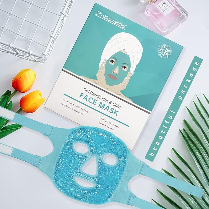 ZNÖCUETÖD Cold Face Ice Mask Facial Ice Pack, Hot Cold Compress for Face