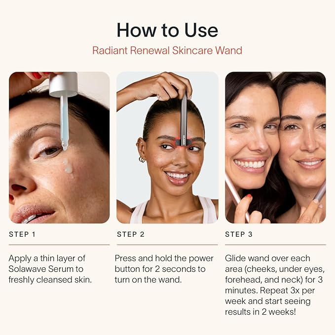 Solawave 4-in-1 Red Light Therapy Wand for Face & Neck (Charcoal)