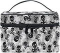 MNSRUU Makeup Bags, Gothic Skulls Black Grey Paisley Makeup Organizer Bags Toiletry Bag Box Travel Cosmetic Bag Make Up Train Case for Women Teen Girl Ladies