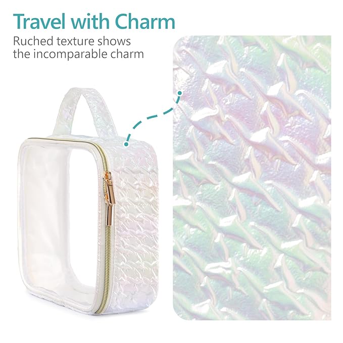 PACKISM Clear Makeup Bag Travel - TSA Approved Toiletry Bag, 2 Pack White