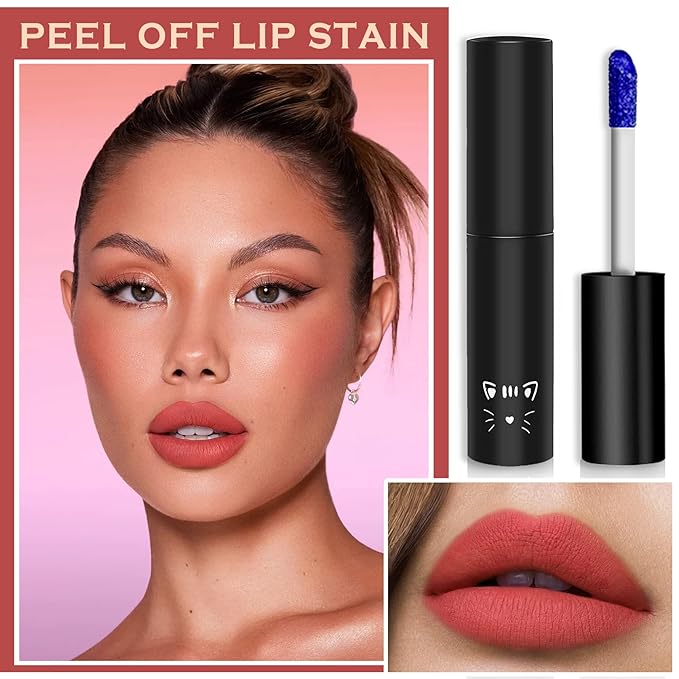 QIUFSSE Peel Off Lip Stain Lip Tint Matte Liquid Lipstick - 02