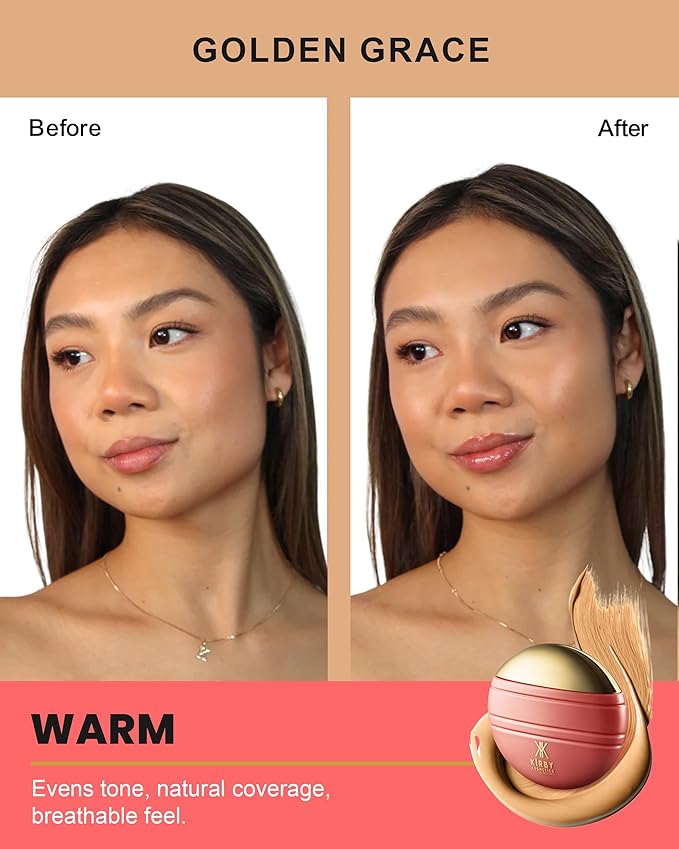 Kirby Kosmetics Konfident Glow Skin Tint – Golden Grace Hydrating Oil-Free Glass-Skin Foundation, Buildable Light-to-Medium Coverage, 30 ml – Inclusive Clean Makeup for Radiant Confidence