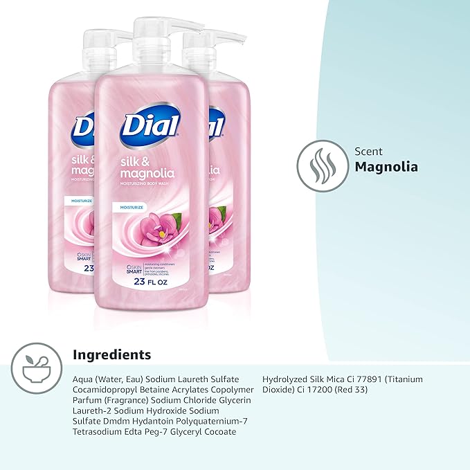 Dial Body Wash, Silk & Magnolia, 23 Fl Oz, 3-Pack