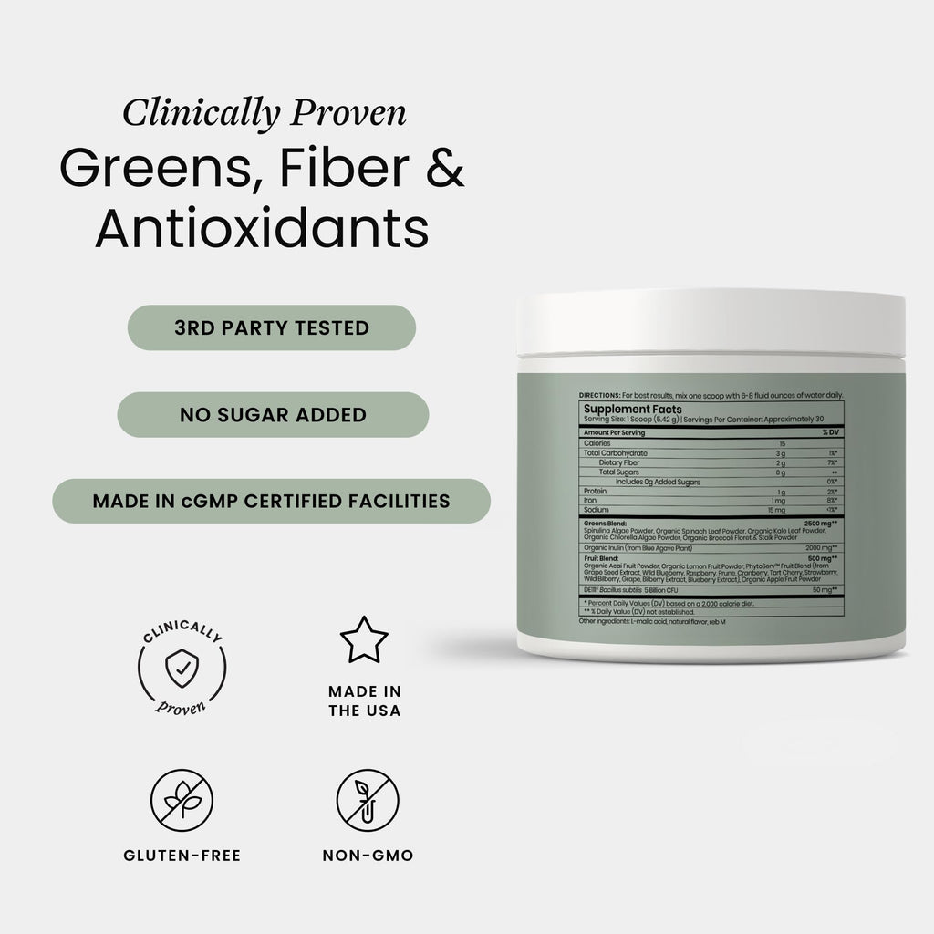 Perelel Acai Berry Daily Greens Powder with Probiotics & Fiber