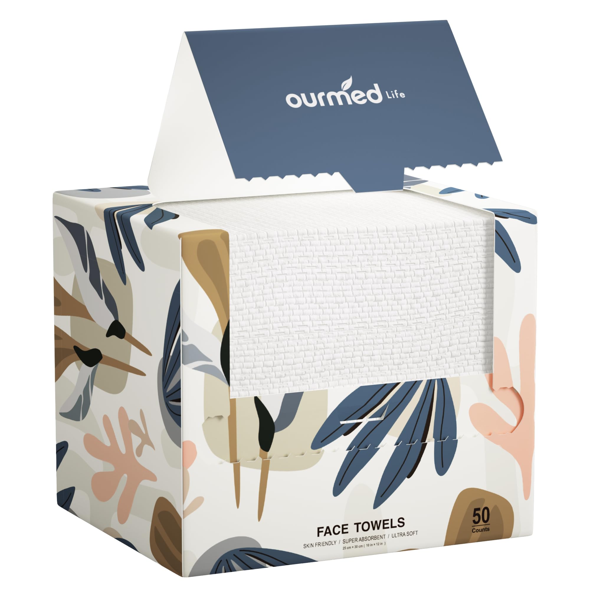 Ourmed Life Disposable Face Towels, 10 x 12 in XL Facial Towels, 50 Count