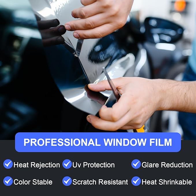 LuxeShade Professional Auto Window Tint Film Roll, 5% Premium Carbon Car Window Privacy Film, 24IN x 100FT- UV Protection, Scratch & Heat Resistant - Blackout Shade for Car Windows