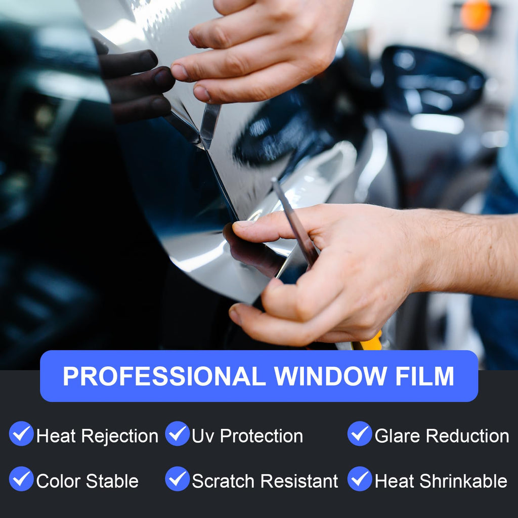 LuxeShade Professional Auto Window Tint Film Roll, 5% Premium Carbon Car Window Privacy Film, 24IN x 100FT- UV Protection, Scratch & Heat Resistant - Blackout Shade for Car Windows
