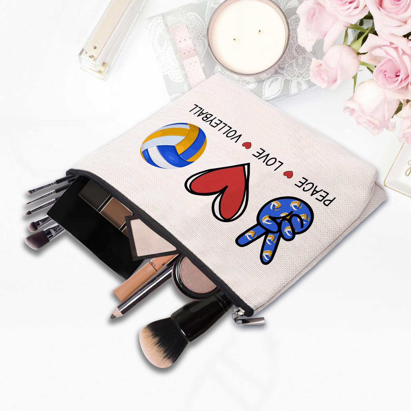 CEASQVAA Volleyball Gifts for Women: Inspirational Makeup Cosmetic Bag, Travel Pouch