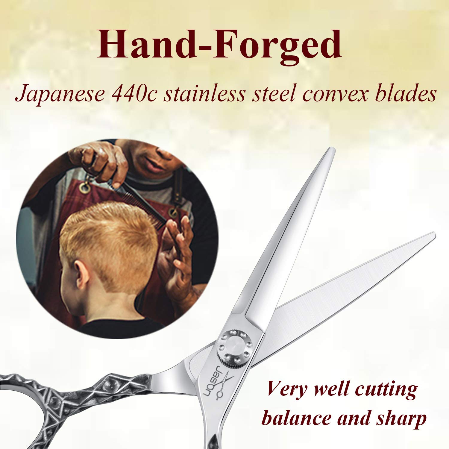 JASON Hair Cutting Scissors Shears - 6" Professional Barber Scissor