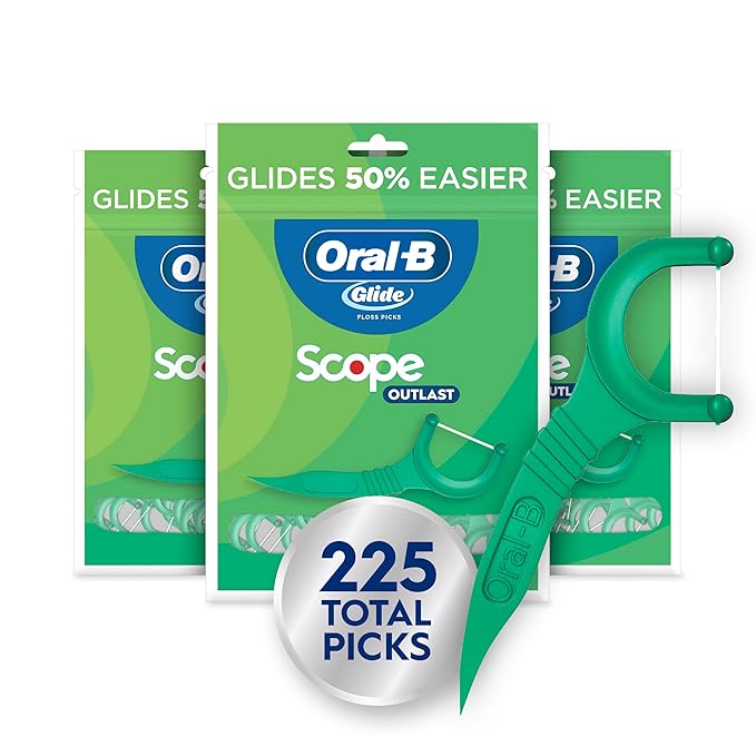 Oral-B Glide Mint Dental Floss Picks with Long Lasting Scope Flavor, 75 Count, Pack of 3