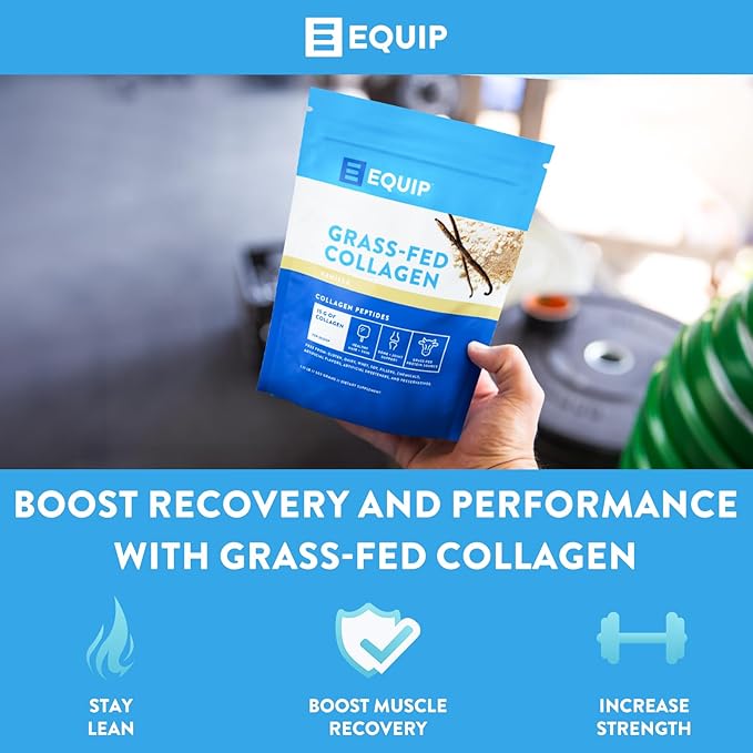 Equip Grass-Fed Hydrolyzed Collagen Powder - Pasture-Raised Bovine Collagen Peptides Powder - 14g Per Scoop - Clean, Daily Supplement for Joints, Gut, Skin, Hair & Nails - Vanilla (30 Scoops)