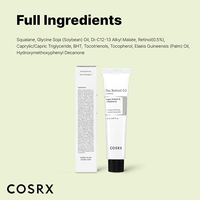 COSRX Retinol 0.3% Cream, Anti-Aging Eye & Neck Cream (0.67 fl.oz)